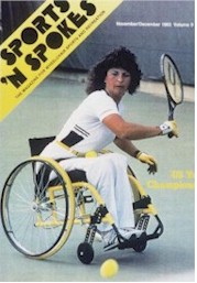 Picture of Marilyn Hamilton in a wheelchair 
     playing tennis. Select this for more 
      details about the picture.