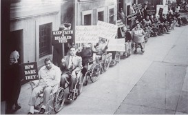 Disabled Veterans protesting. Select for more details of the picture.