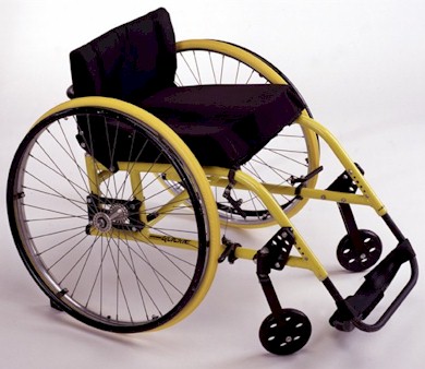 Quickie Wheelchair. Description follows.